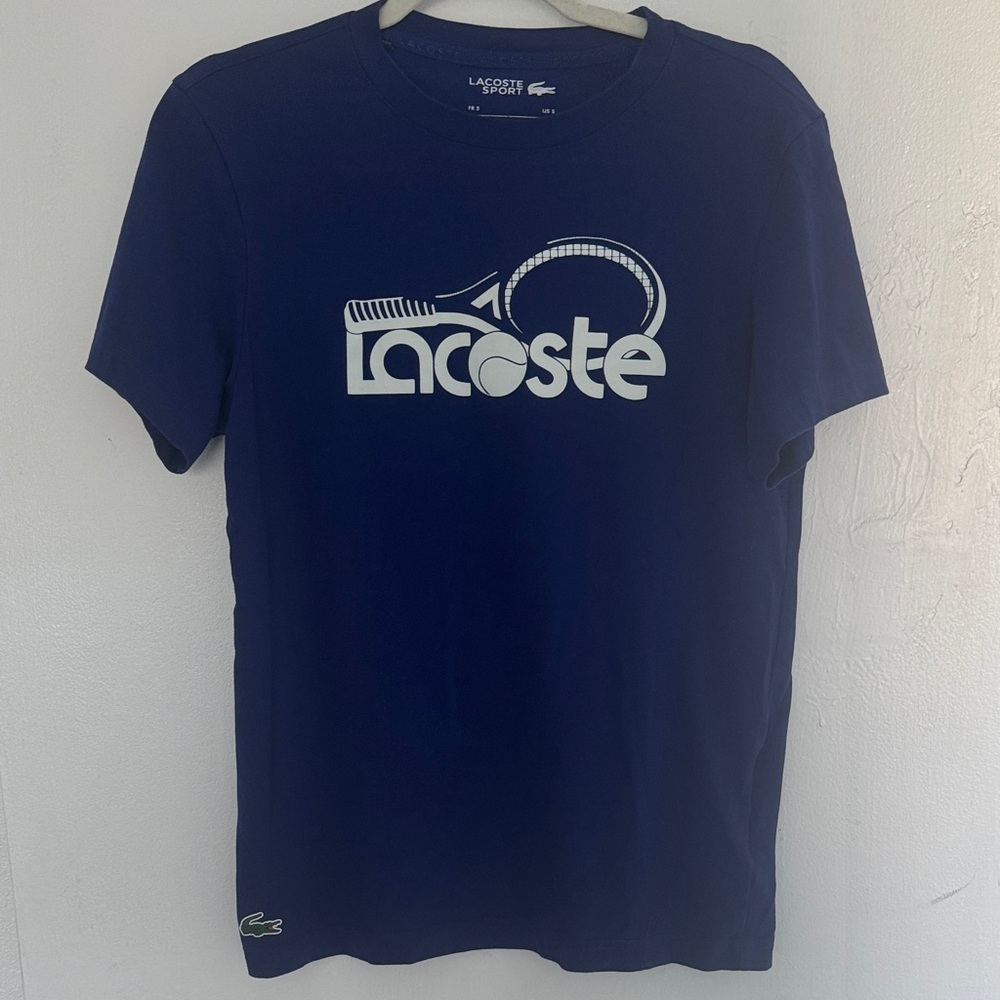Lacoste Blue T-Shirt with Tennis Graphic - Picture 4 of 4